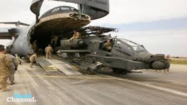 Unloading AH-64 Apache Helicopters from C-17 Globemaster III