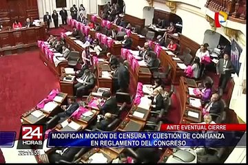 Modifican moción de censura y cuestión de confianza en reglamento del Congreso