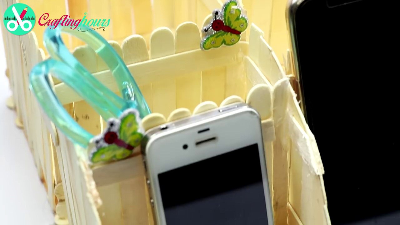 Popsicle Stick Crafts: DIY Desk Organizer, Phone Stand, Ice Cream Sticks Craft Ideas