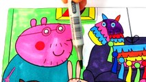 Peppa Pig Daddy Pig Suzy Sheep Rebecca Rabbit and other Friends Coloring Pages with Markers
