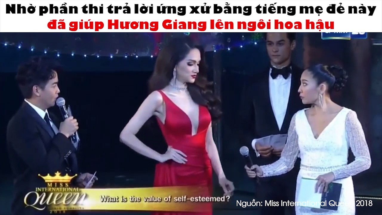 nhờ phần thi trả lời ứng xử bằng tiếng mẹ đẻ này đã giúp Hương Giang lên ngôi hoa hậu