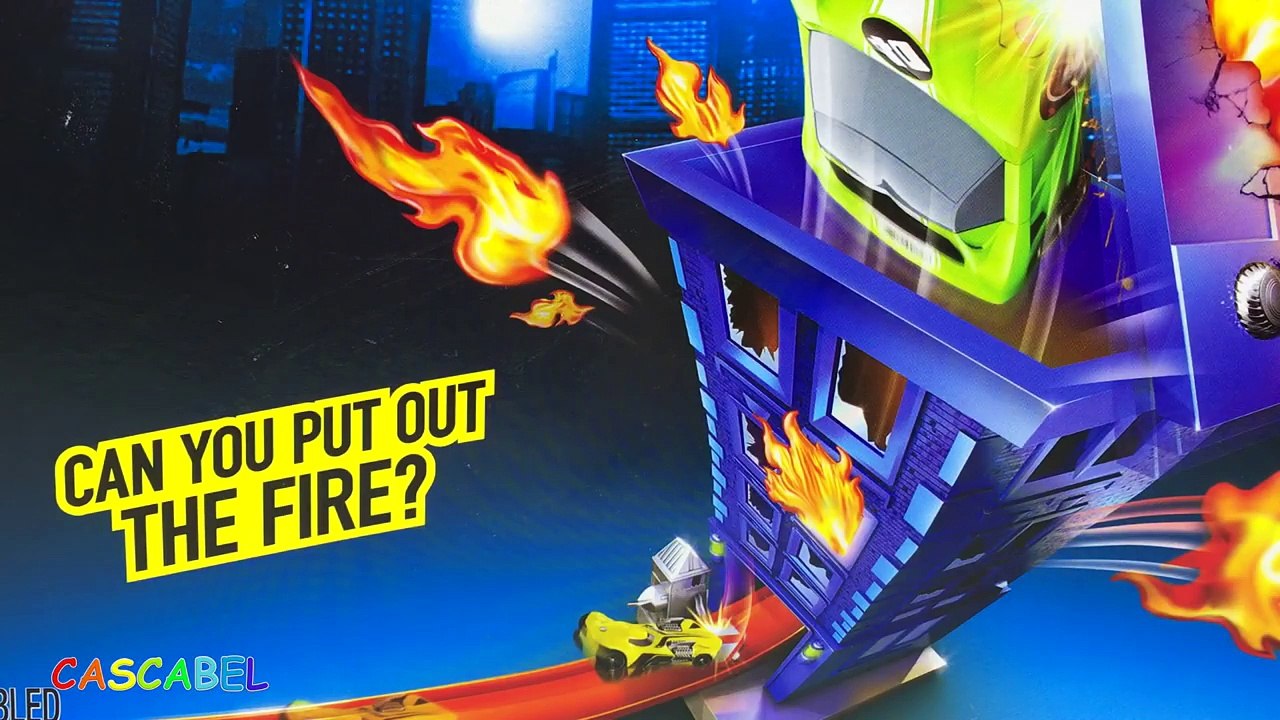 HOTWHEELS BLAZE BLASTER APAGA LOS INCENDIOS PLAYSET LANZADOR DE COCHES CON MATCHBOX COCHE DE POLICÍA