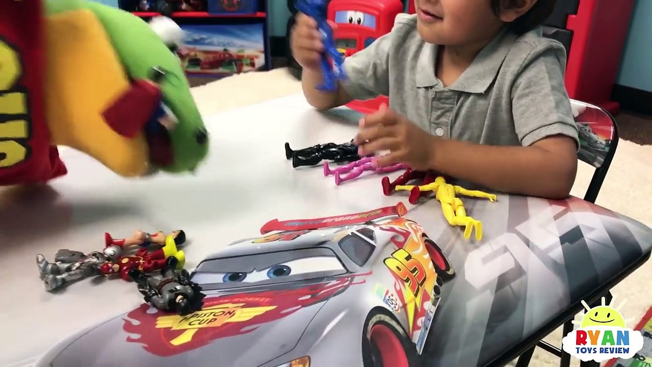 Power Rangers vs Justice League MegaZord battle Imaginext T-Rex Dinosaur SuperHeroes Toys Play