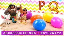 Learn with Moana #4 Letters P-T & Disney Toys Moana & Friends Play w Surprise Eggs & hide & seek!