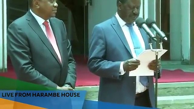 RAILA ODINGA & UHURU KENYATTA JOINT PRESS CONFERENCE AT HARAMBEE HOUSE TODAY MARCH 9,2018