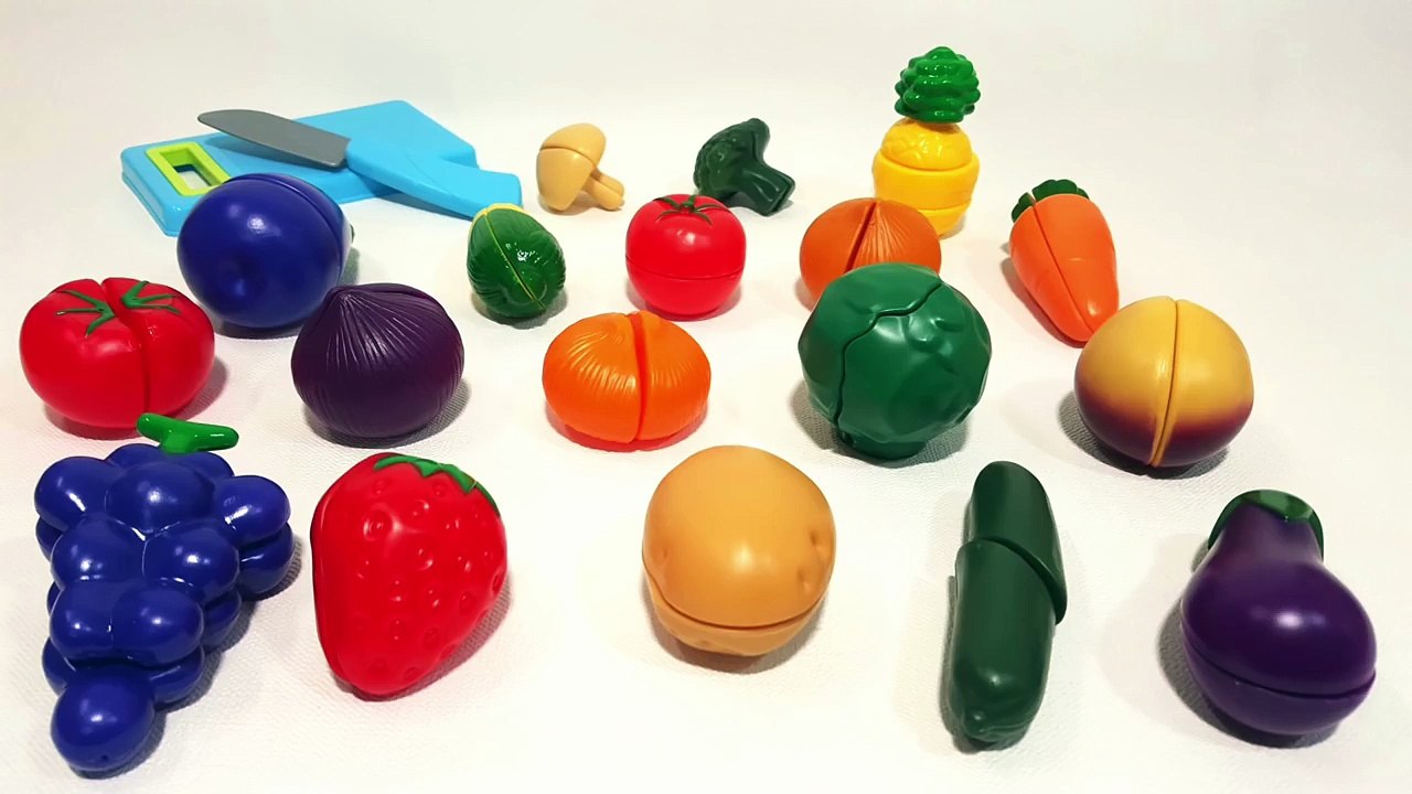 Learn names of fruits and vegetables with toy velcro cutting fruits and vegetables AAAsurprise#14