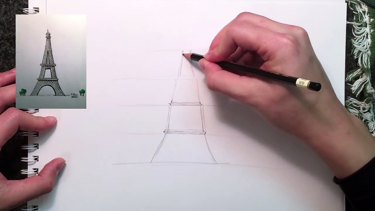 How to draw the Eiffel Tower - Paris World Monuments