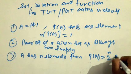 Set relation  and function  for tgt/ pgt maths video 4