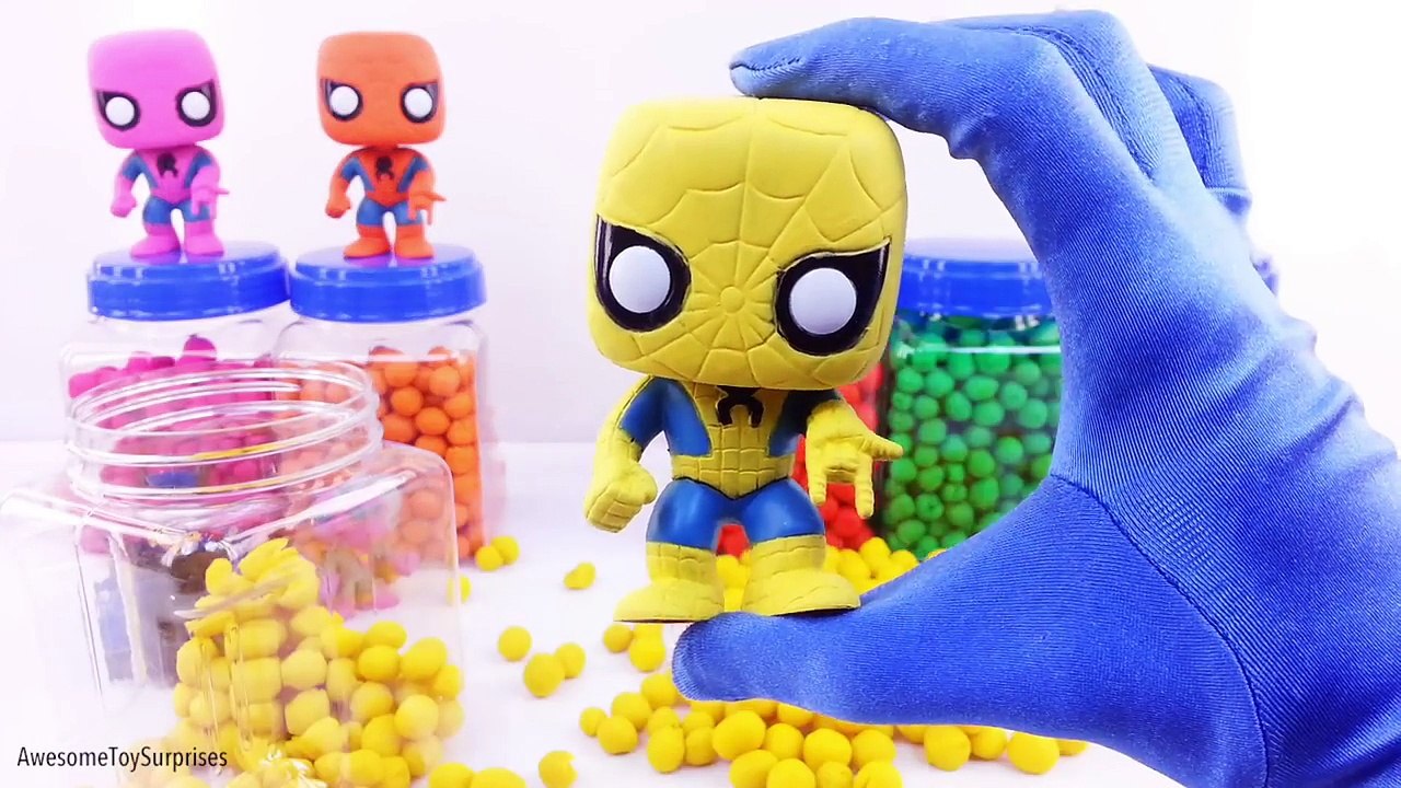 Spiderman Play-Doh Surprise Eggs Dippin Dots Marvel Funko Pop Toy Surprises Learn Colors