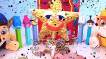 PAW PATROL Chase vs Rubble PEZ CANDY MACHINE GAME w/ Trolls Minions PEZ Dispensers Toys Sourz