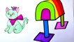 Cat Drawing and Coloring Videos For Children l Cute Cat With a Bow Coloring Pages Teach Drawing