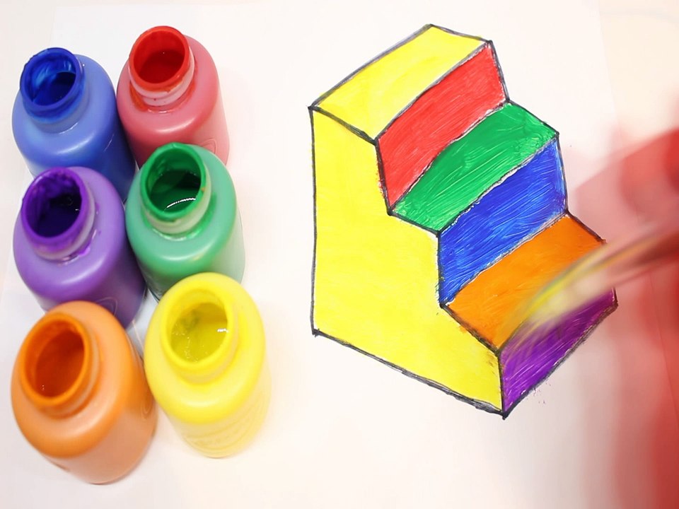 How to Draw Rainbow Stairs & Kids Teapot Cup Tea Sets Coloring | Learn Colors for Toddlers
