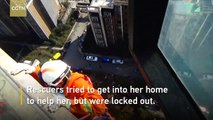Fireman saves 3-year-old girl trapped outside 17th-floor window