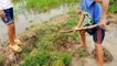 AMAZING Two Children Catch Fish Using Deep Hole - Cambodia Fishing