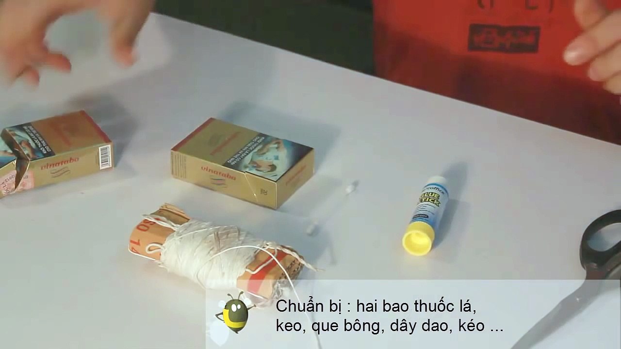 Đồ chơi trẻ em : xe đổ ben làm từ vỏ bao thuốc