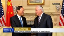China State Councilor Yang Jiechi speaks with US Secretary of State Tillerson