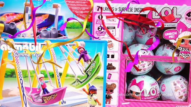 Juguetes como huevos sorpresa con muñecas bebes LOL Surprise en parque de diversiones de Playmobil