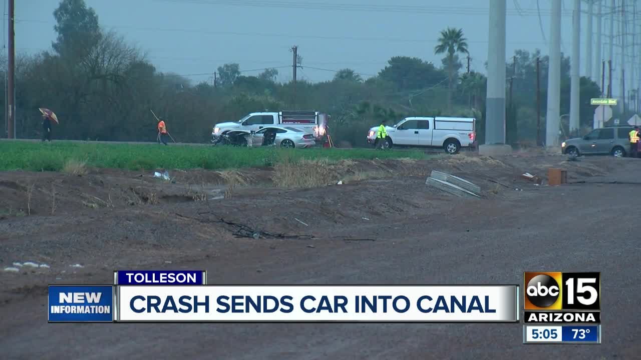 Tolleson crash sends car into canal video Dailymotion