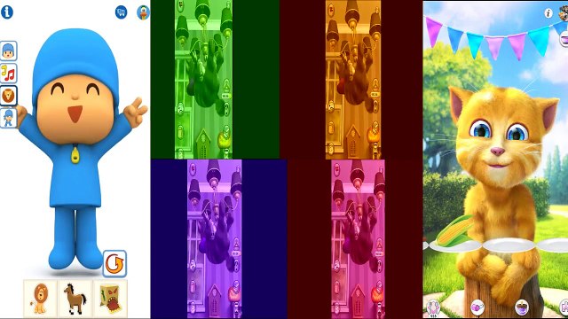 Talking Tom Cat and Talking Ginger and Talking Pocoyo Colors Reion Compilation 2017