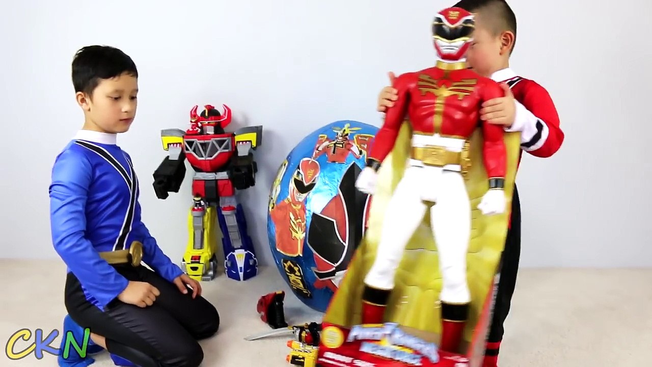 Power Rangers Super Giant Surprise Egg Toys Opening Dino Charger Samurai Megaforce CKN Toys