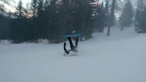 Ski et Snowboard chutent sur la même bosse avec style..