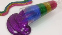 DIY How To Make Colors Rainbow Glitter Slime Cocktail Learn Colors Slime Clay Glow in the dark