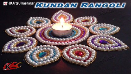 DIY Easy Kundan Rangoli Design on OHP Sheet | How to make rearrangeable Kundan Rangoli | JK Arts 763