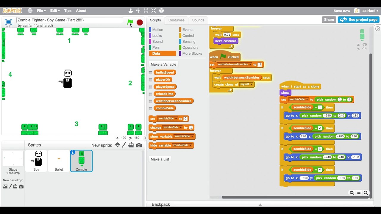 Scratch Tutorial: How to Create an Epic Zombie Shooter Game! (Part 2)