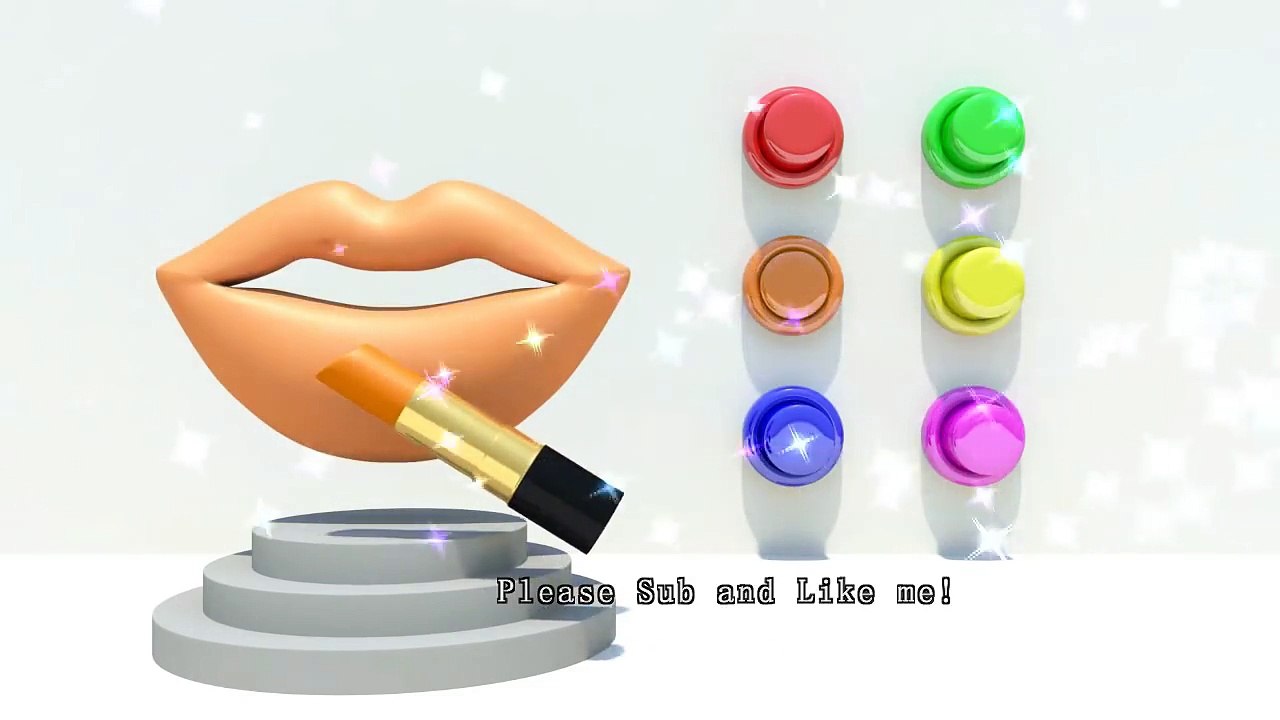 Learn color with lipstick art design !3D Animation nursery rhymes Songs for Children