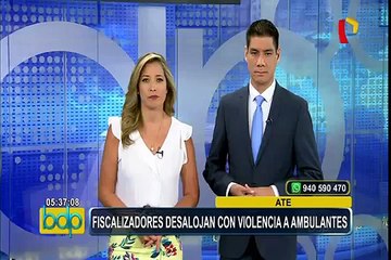 Ate: fiscalizadores desalojan violentamente a comerciantes en la puerta de un colegio