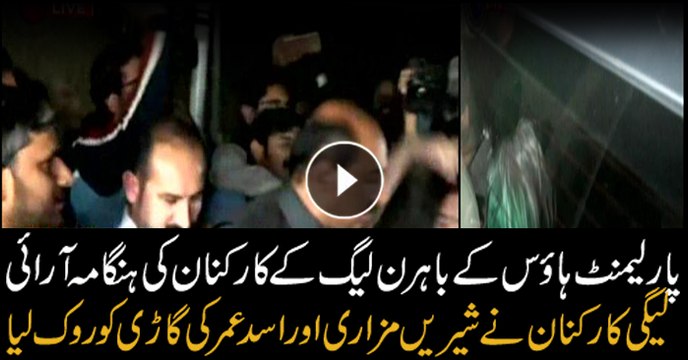 PML-N workers stop Mazari's car, chant 'Zardari, Niazi Bhai Bhai' slogans