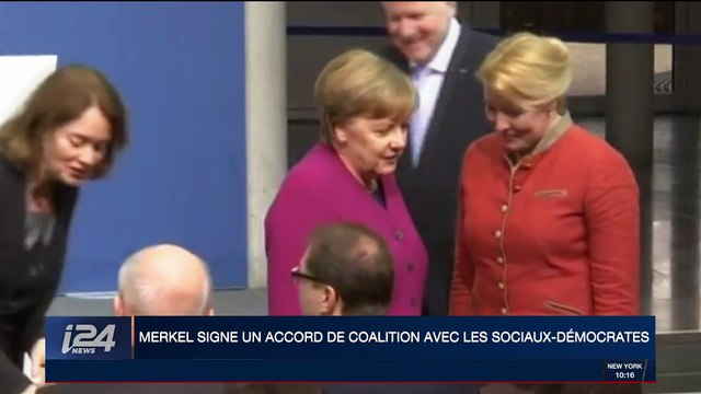 Allemagne: Angela Merkel signe un accord de coalition avec les socio-démocrates
