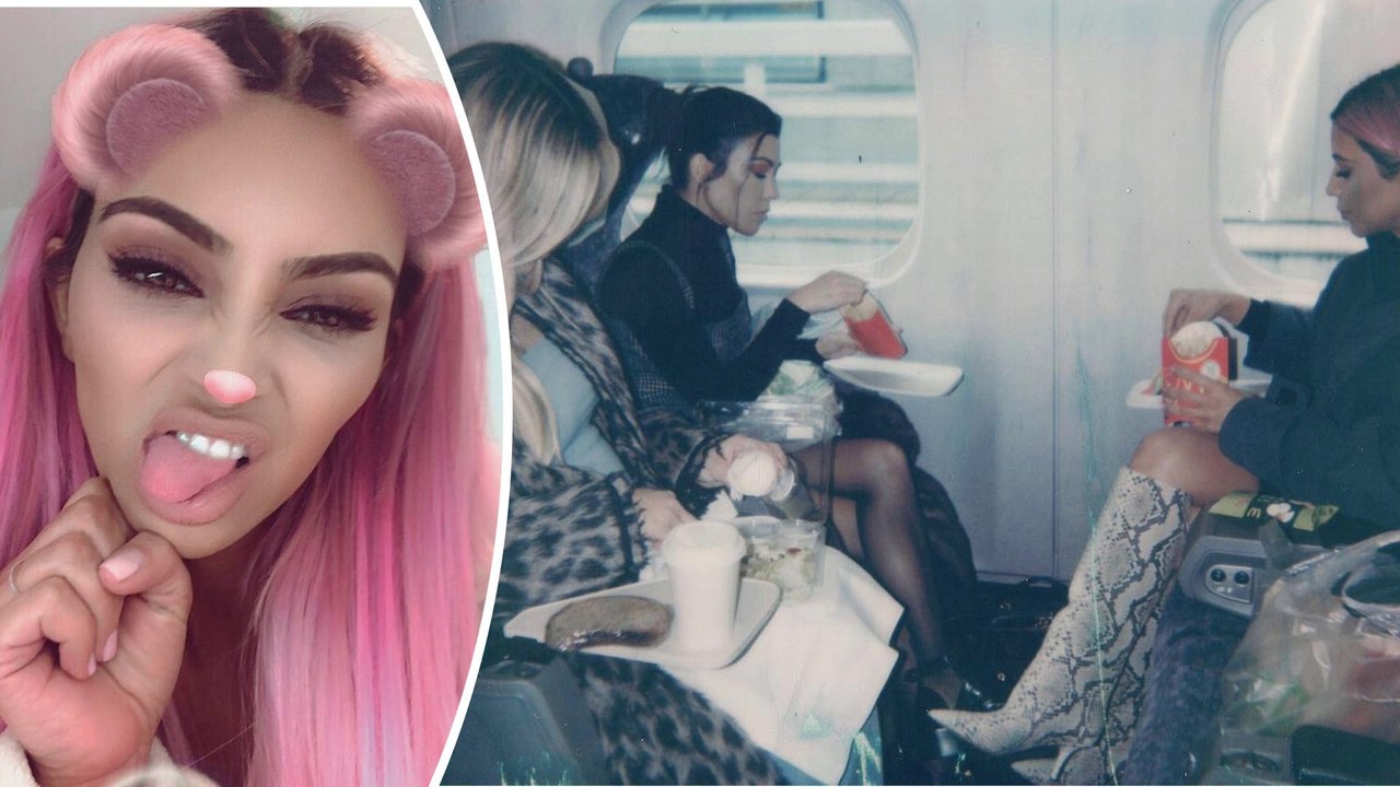 'Fine dining!' Kim Kardashian joins sisters Kourtney and pregnant Khloe in breaking their strict diets for McDonald's FEAST.