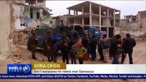 Syrian government warplanes hit rebels near Damascus