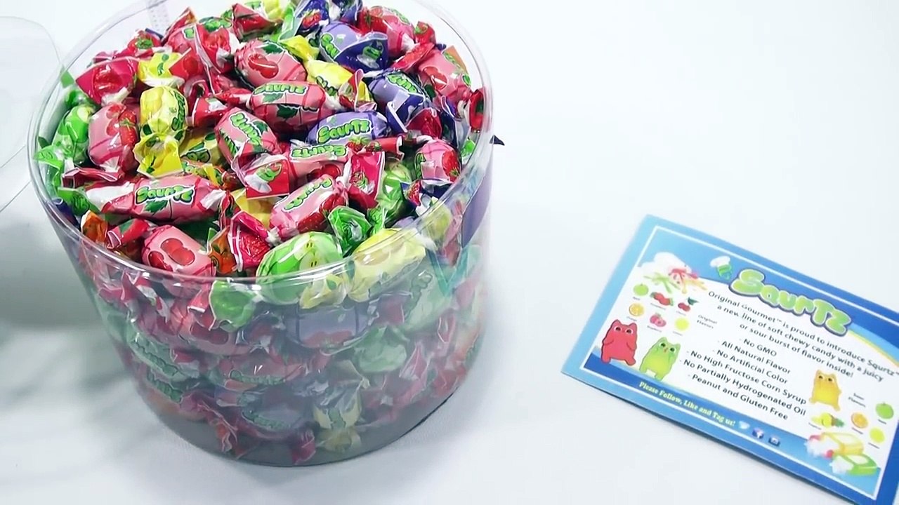 Squrtz Soft Chewy Candy With Juicy Centers! Fruity Flavors Original Gourmet Lollipops Candy Tasting