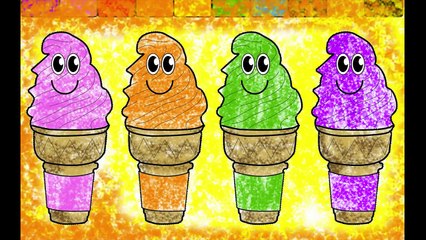 Download Video: Learn Colors for Kids and Color with Smiley Face Ice Cream Cones Coloring Pages