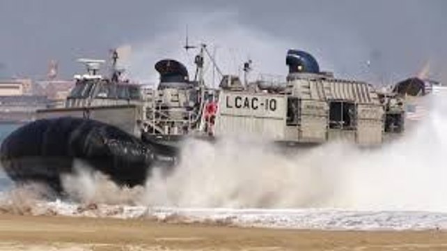 U.S. Navy Hovercraft – 'LCAC' Lands on Korean Beach