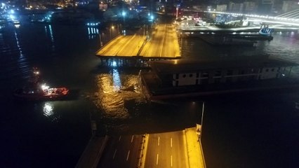 Yüzer iskele havadan görüntülendi...  Karaköy İskelesi Haliç Tersanesine getirildi