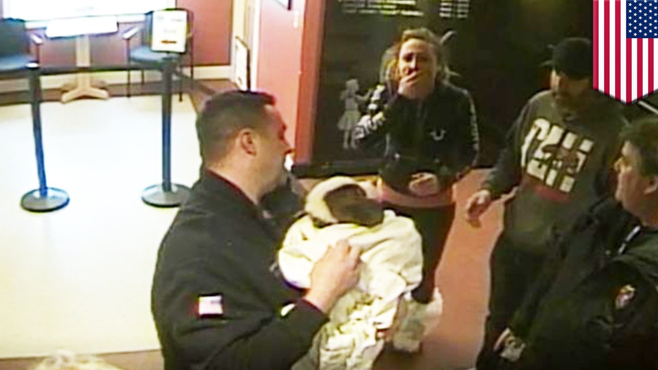 Choking puppy saved by cops and firefighters ...