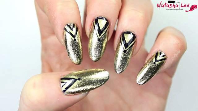SILVER CHROME GEOMETRIC NAILS | YouTube Nail Art | Silver Play Button Nailart | Black & Silver Nails
