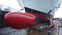 Symphony Of The Seas, the largest cruise ship in the world  In dry dock with STX France & RCL - STN Teams, cale sèche, by drone Credit : David LAFORGE