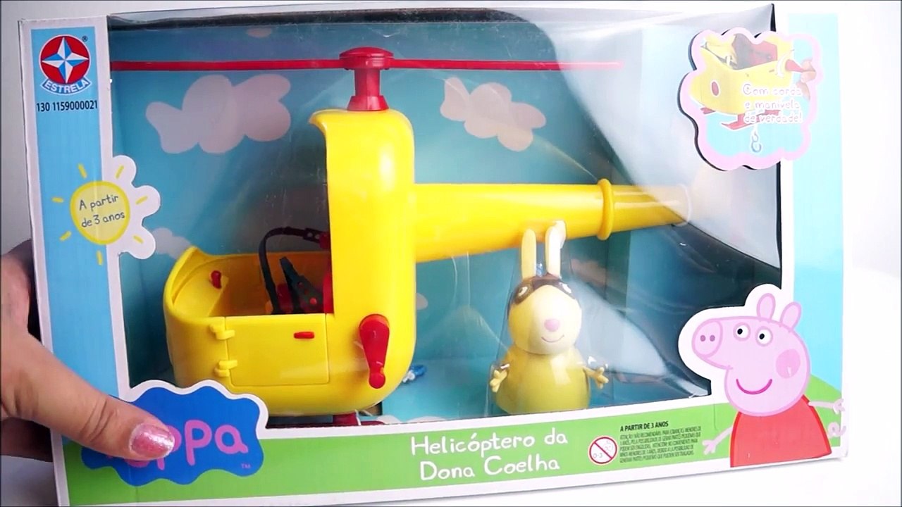 Pig George e Peppa Pig Conhecem o Helicóptero da Dona Coelha Brinquedos Família Peppa Pig