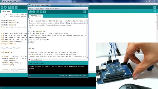 Arduino projects + USB Shield + Servo Control PS3