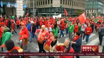Belgian workers took to the streets over austerity measures
