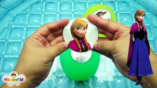 เพลง Finger Family #8 | เจาะลูกโป่ง Frozen, Elsa, Anna, Olaf | Learn Color With Frozen Balloon