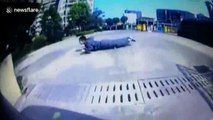 Car's near miss with skateboarder caught on dashcam