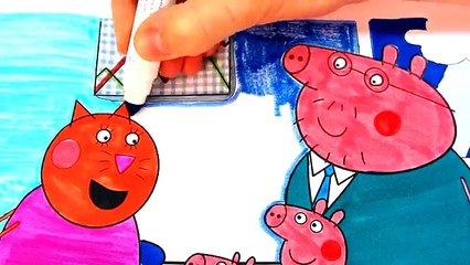 Video herunterladen: Mummy Cat working in office Peppa Pig Kids Fun Art Coloring Book Pages with Colored Markers