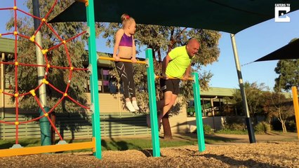 Funny Dad Copies Daughter's Gymnastic Moves