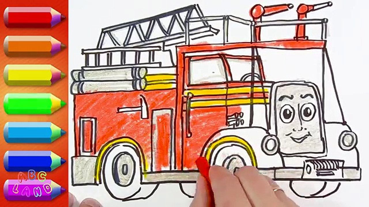 How to Draw Flynn the Fire Engine ♦ Thomas and Friends ♦ Drawing and Learning Colors Lesson for Kids