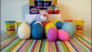 30 Play Doh Surprise Eggs unboxing Maxi Hello Kitty egg, Mickey Mouse Peppa Pig Disney Cars